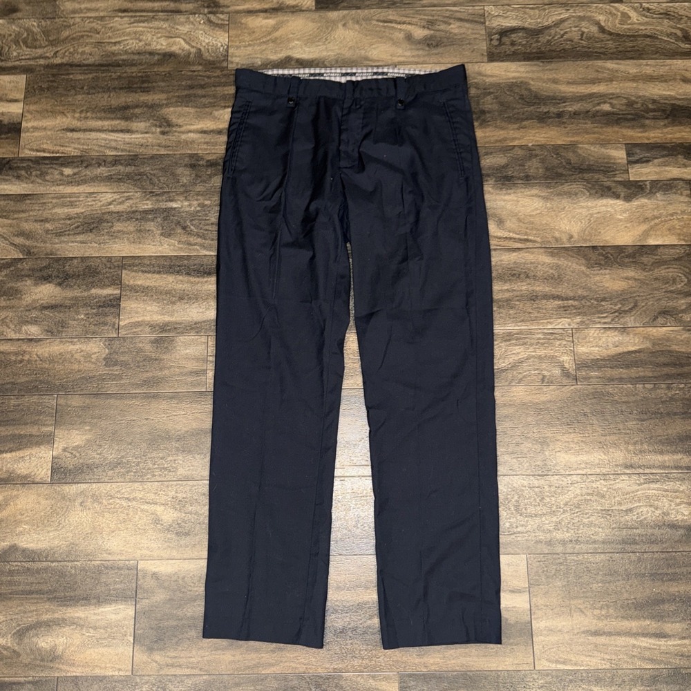 Burberry London Flat-Front Striaght Dress Pants Men's Size 36x30 Navy Blue